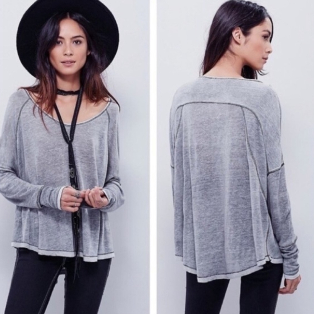 Free People Macchiato Linen Blend Long Sleeve
